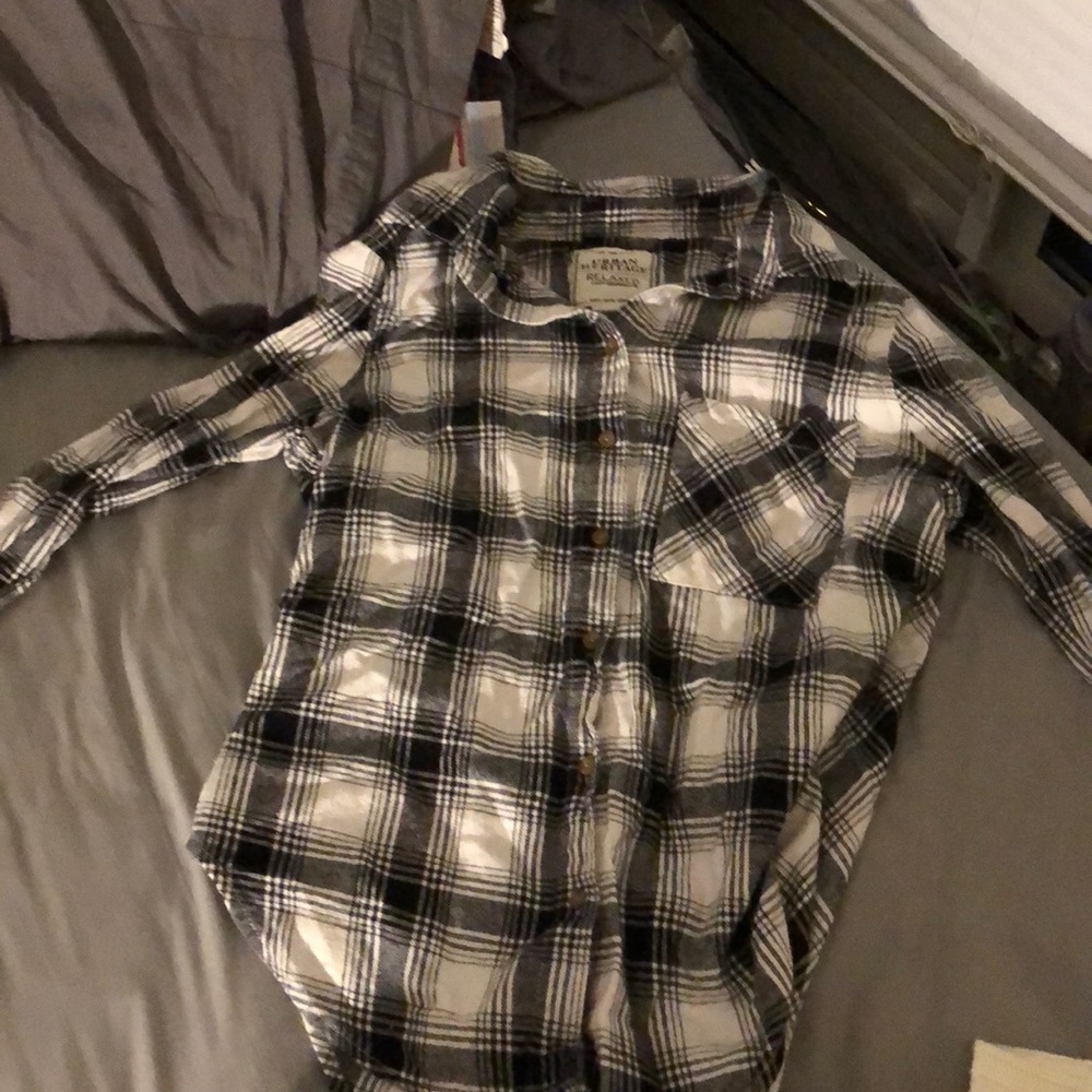 White and black Plaid shirt